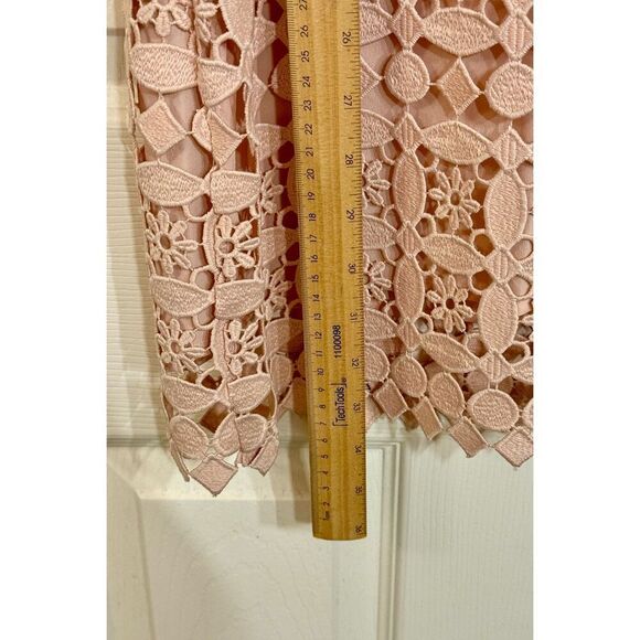 Sandro Paris Pink Geometric Crocheted Lace V-Neck Mini Dress Size 1 (4US) - Picture 10 of 14